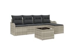 Conjunto 6 Sofá De Jardim Vidaxl Cinzento-claro Vime Pe (55 X 55 X 37 Cm)