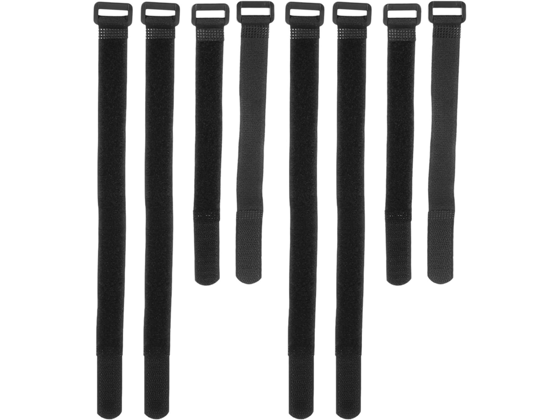 Tiras de velcro de nylon Pretas, pacote com 8 unidades, fixação segura para estabilização.