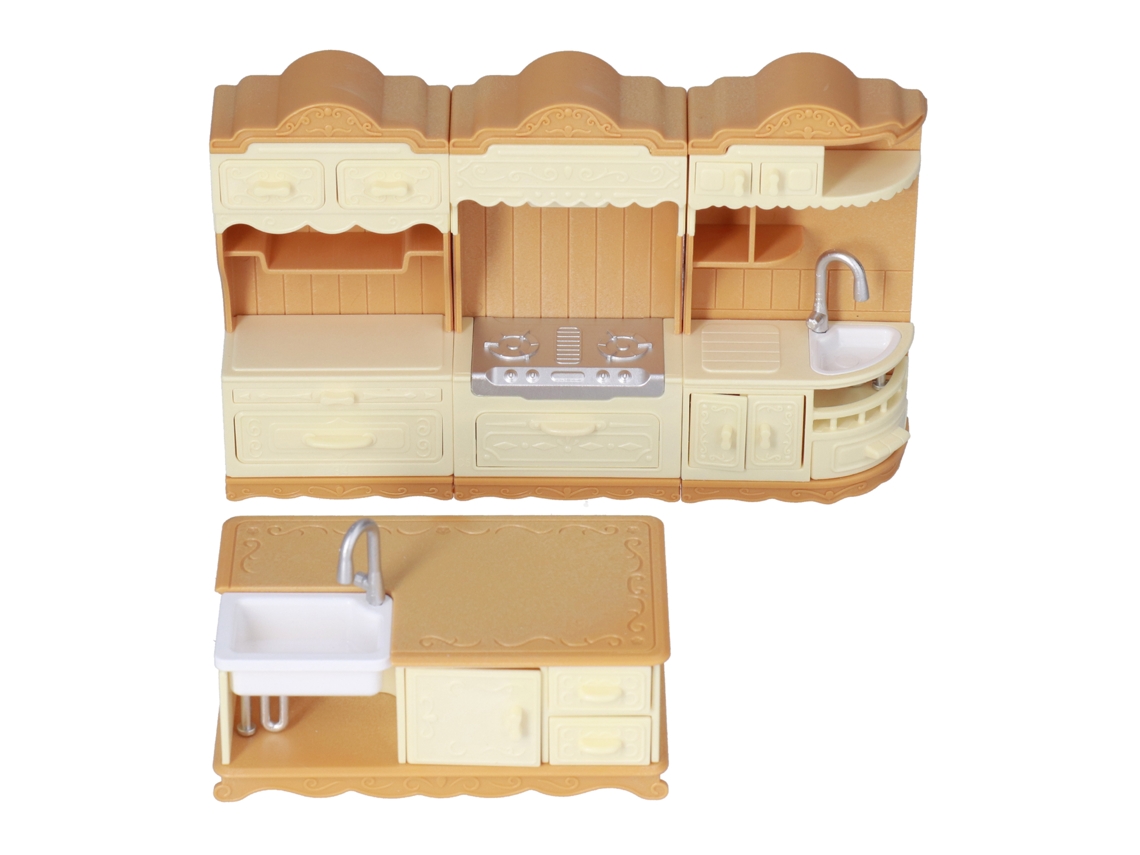 Rebe-set De Cozinha Miniatura Para Casa De Bonecas, Móveis Requintados E Seguros, Presente Para Crianças (pia, Fogão, Armário, Mesa De Cozinha)