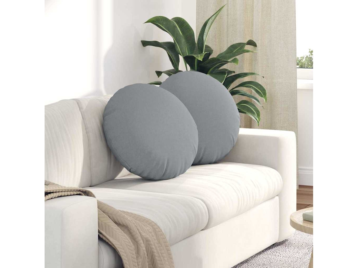 Vidaxl Almofadas De Assento 2 Pcs Cinzento-claro Ø50 X 19 Cm Tecido