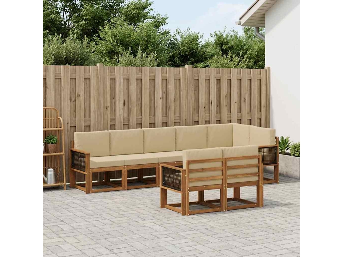 Vidaxl Conjunto De Sofás Para Exterior 8 Unid. Natural E Bege