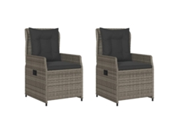 Cadeiras de Jardim Reclináveis 2pcs Vime Pe Cinza MAISON EXCLUSIVE