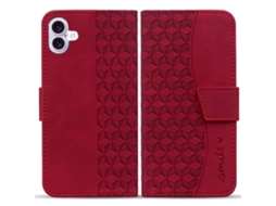 Capa Em Couro Pu Com Pega Para Apple Iphone 16 Plus - Vinho Tinto