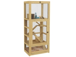 Gaiola para hamsters ou pequenos animais, 5 níveis, com balanço, escada, 54x38x131cm, natural | S/MARCA