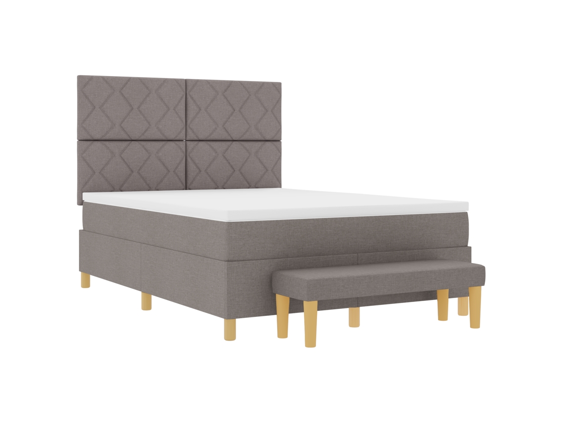 Cama Bospring Com Colchão & Banco Taupe Tecido Vidaxl Castanho-acinzentado Fabric (140x190 Cm)