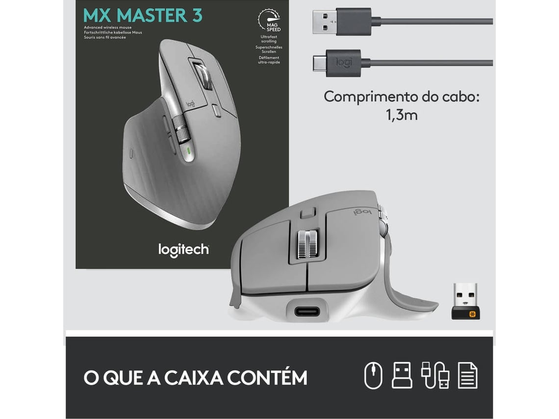 LOGITECH Souris sans fil MX Master 3 Mid grey (910-005695)