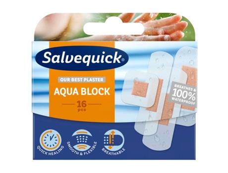 Placas Impermeáveis Salvequick Aqua Block Embalagem Com 16 Unidades Orkla Care
