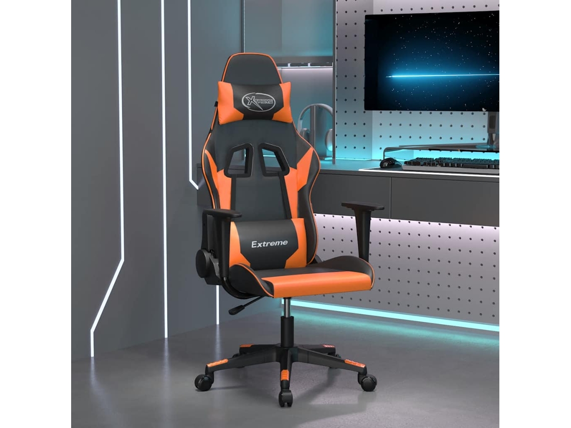 Vidaxl Cadeira Gaming Couro Artificial Preto E Laranja