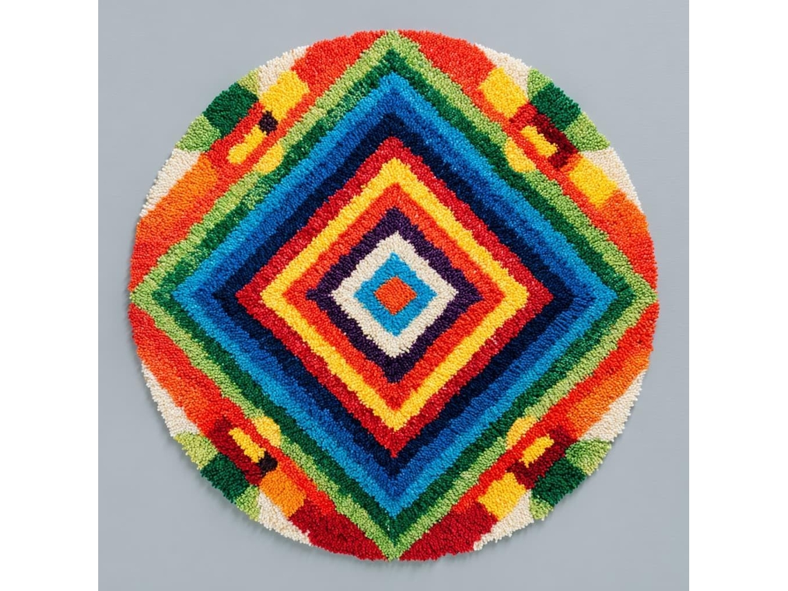 Kit De Crochê Com Gancho Tapete, Kit De Crochê Com Gancho Tapete Estampas Coloridas Criação Tapetes Diy, Kit