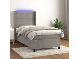 Vidaxl Cama Box Spring C/ Colchão/led 80x200 Cm Veludo Cinzento-claro