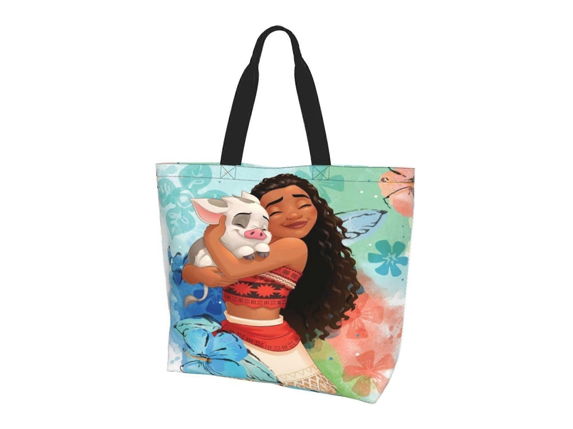 Cartoon Moana Totes Bag Compras Bolsas de Ombro para Mulheres Dobrável Trabalho de Viagem Grande Reutilizável Portátil Bolsa de Compras GOKOCO