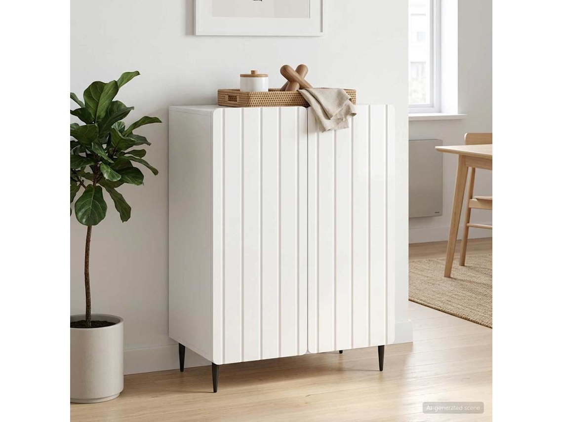 Vidaxl Buffet Branco Brilhante 66 X 34,5 X 92 Cm Derivados De Madeira