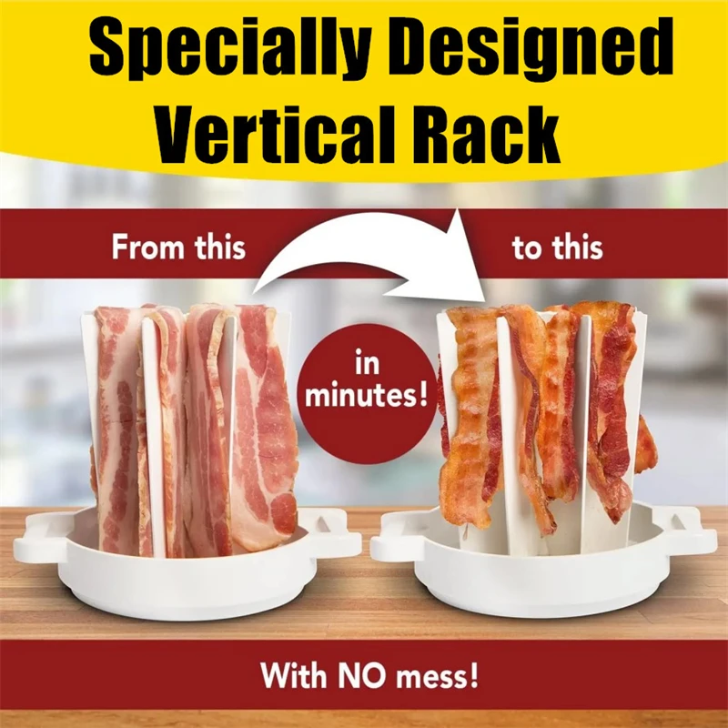 Bandeja Para Bacon No Micro, Ondas, Suporte Para Fogão, Utensílios Para Cozinhar Carnes, Branco+ Vermelho, 18* 13* 16, 5cm