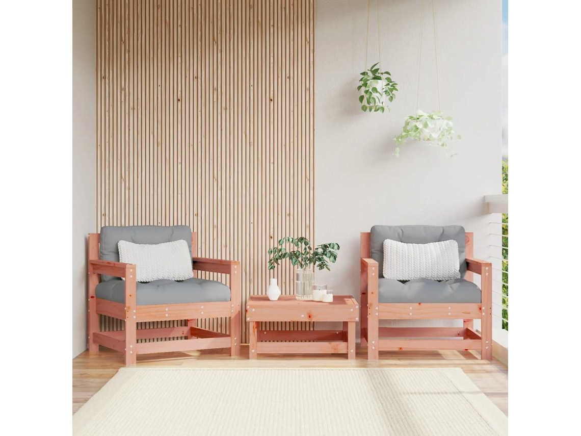 Vidaxl Cadeiras De Jardim C/ Almofadões 2pcs Madeira De Douglas Maciça