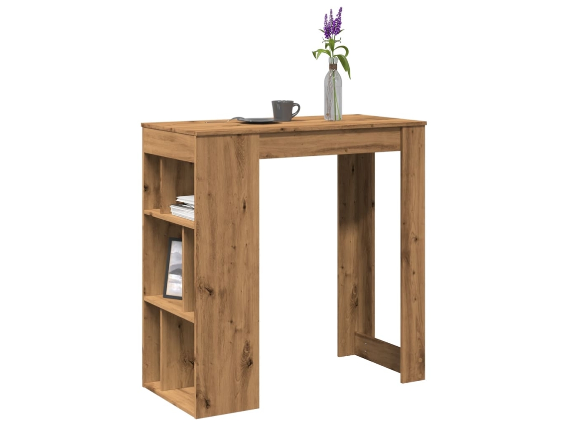 Vidaxl Mesa De Bar C/ Prateleiras Derivados Madeira Carvalho Artisiano