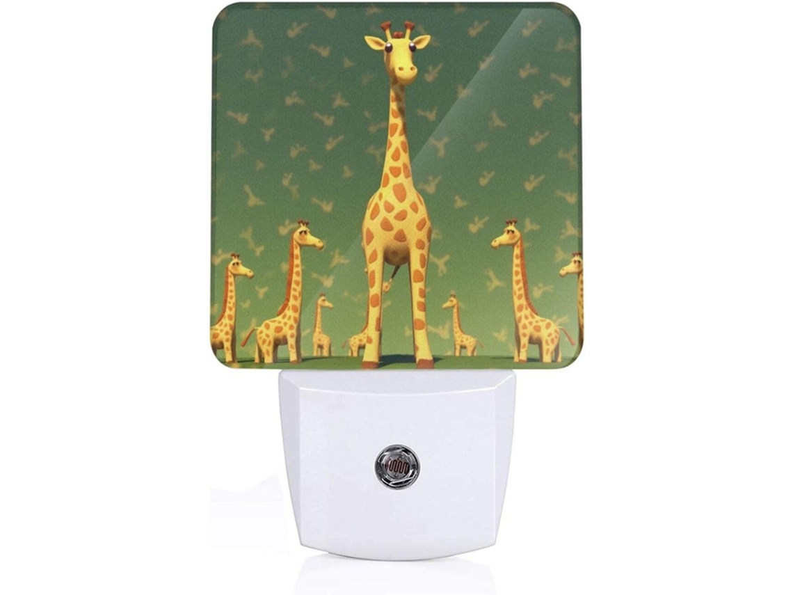 Luminária Noturna Kururi com Design de Girafa, Sensor Crepuscular, Luzes Noturnas LED, Iluminação de Parede para Quarto