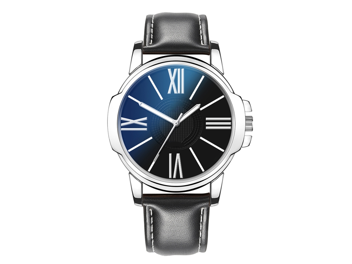 Relógio de Pulso Masculino de Quartzo com Pulseira de Couro Casual Vidro Espelho (3)