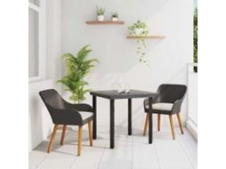 Vidaxl Conjunto de Jantar para Jardim com Almofada 3 Pcs Preto Vime Pe