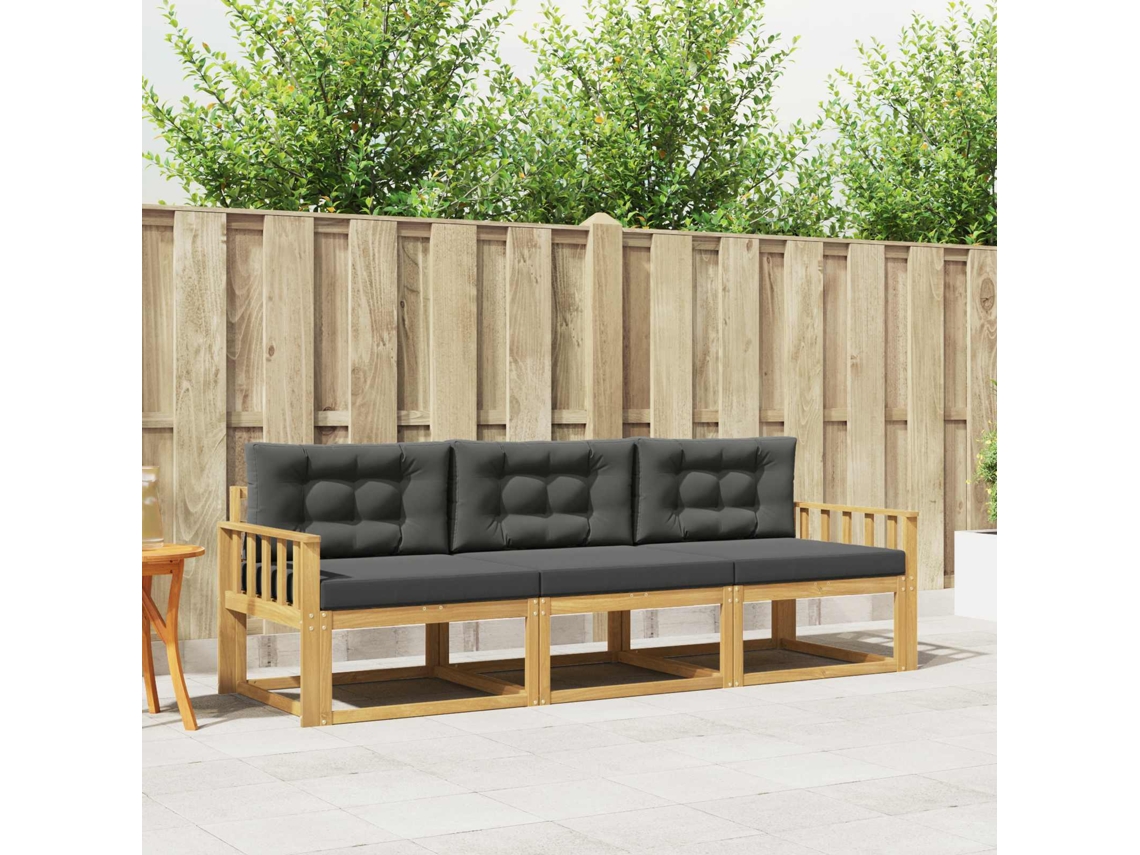 Vidaxl Conjunto De Sofás Para Exterior 3 Unid. Branco E Antracite