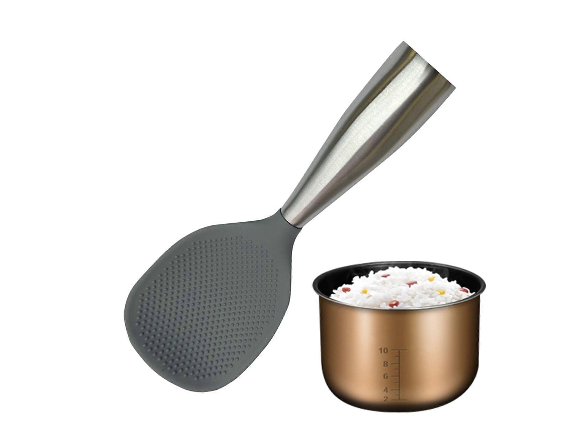 Colher De Silicone Para Cozinhar Com Cabo Ergonômico Antiderrapante, Resistente Ao Calor E Antiaderente, Cor Cinza.