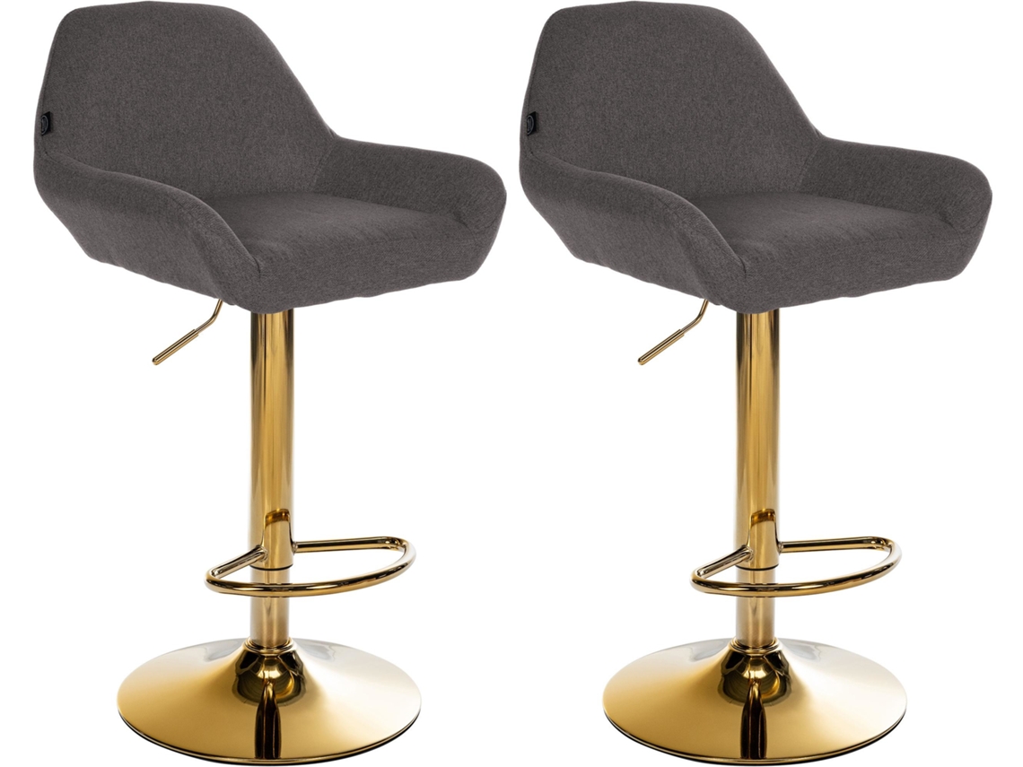 Conjunto de 2 bancos de bar em tecido Braga Gold cinza escuro CLP