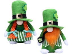 Decoração Patrício 2 Gnomos Pelúcia Verdes Feitos Algodão Fibra Poliacrílico Ambiente Festivo Celebração Dia GOKOCO