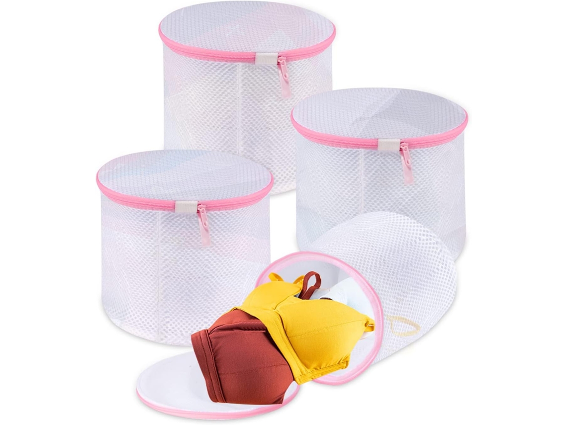 conjunto rosa de 4 redes para lavar sutiã BRILVIBERA