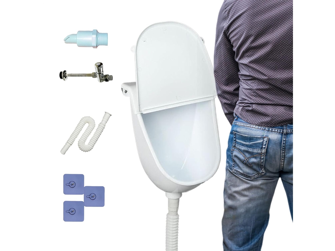 Urinol De Parede Para Homens, Com Desviador De Urina Anti-transbordamento E Tampa.