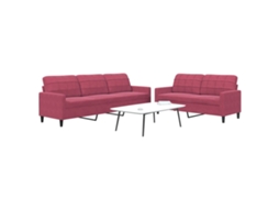 Vidaxl 2 Pcs Conjunto De Sofás Com Almofadões Veludo Vermelho Tinto