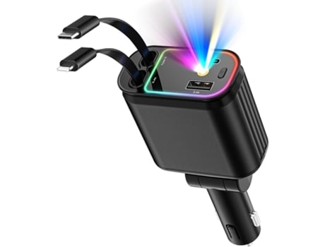 Carregador De Isqueiro Retrátil 4 Em 1, Carregador De Isqueiro De 66 W, Isqueiro Usb C, Tipo C E 2 Portas Usb, Carregador De Isqueiro