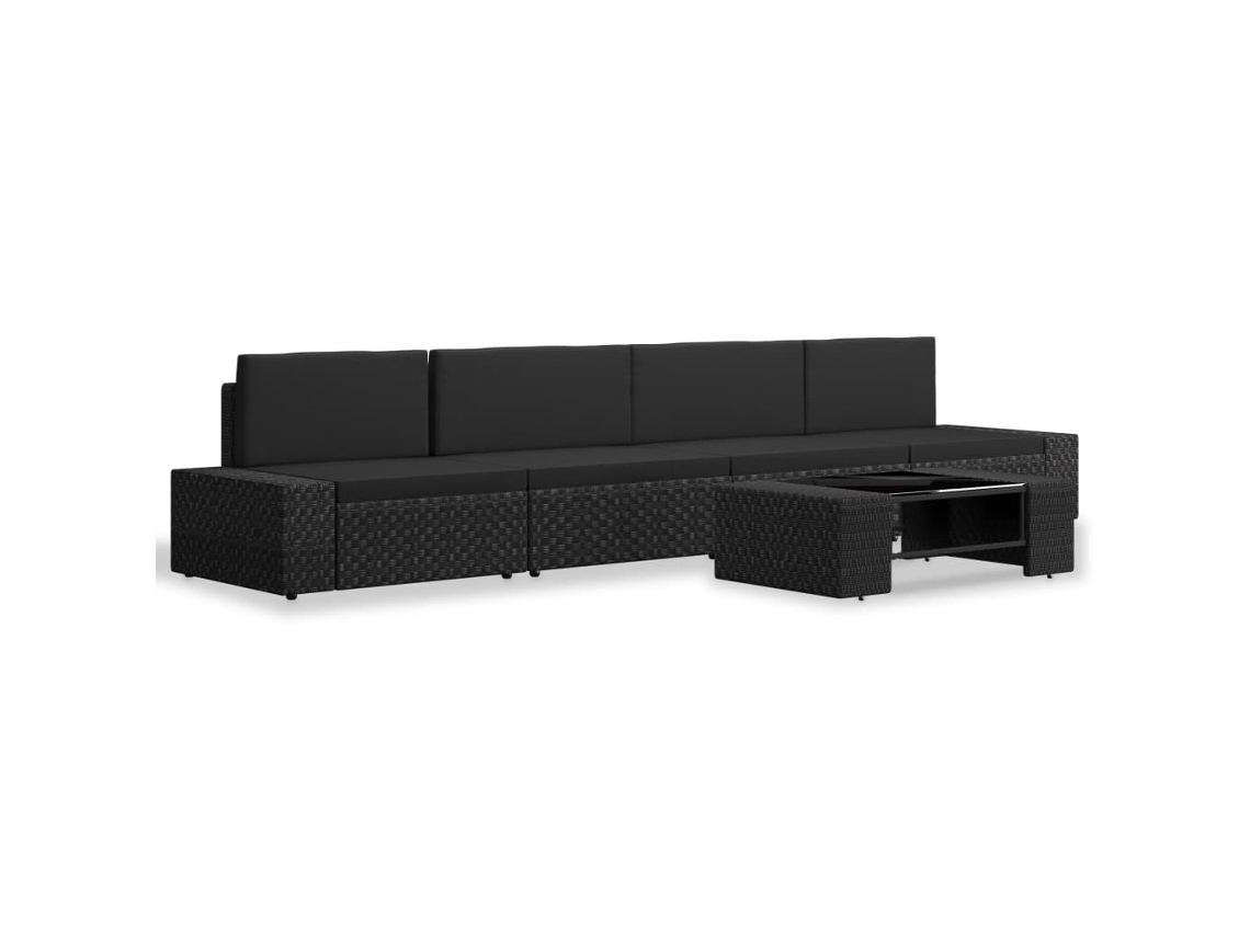 Maison Exclusive - 5 Pcs Conjunto Lounge Para Jardim Vime Pe Preto