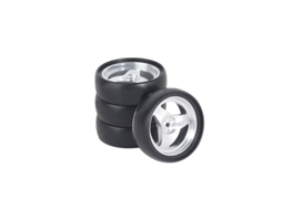 Prateado C Conjunto 4 Peças Ldrc Ld1801 1804 1/18 Pneus Drift Rodas Metal Corrida Acessórios Reposição Veículos Modelos Rc MDUG
