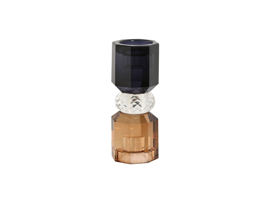 Castiçais Home Esprit Cinzento Âmbar Cristal 5,5 X 5,5 X 14,7 Cm