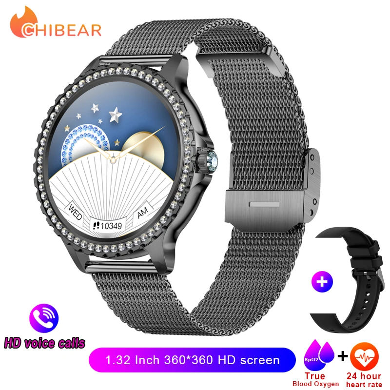 (pulseira De Malha Preta) Smartwatch, Tela Amoled Hd De 1,32 Polegadas (360*360)