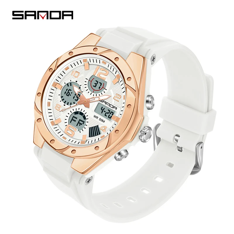 Relógio Esportivo Digital Led Feminino de Luxo MDUG (branco)