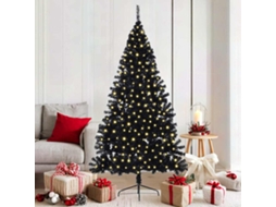 Vidaxl Árvore De Natal Artificial Pré-iluminada Preto 180 Cm Pvc