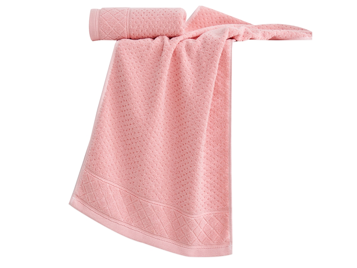 Conjunto de Toalha RNEMITERY Rosto Ribbed Secagem Rápida Suaves Algodão Rosa (34x74cm)