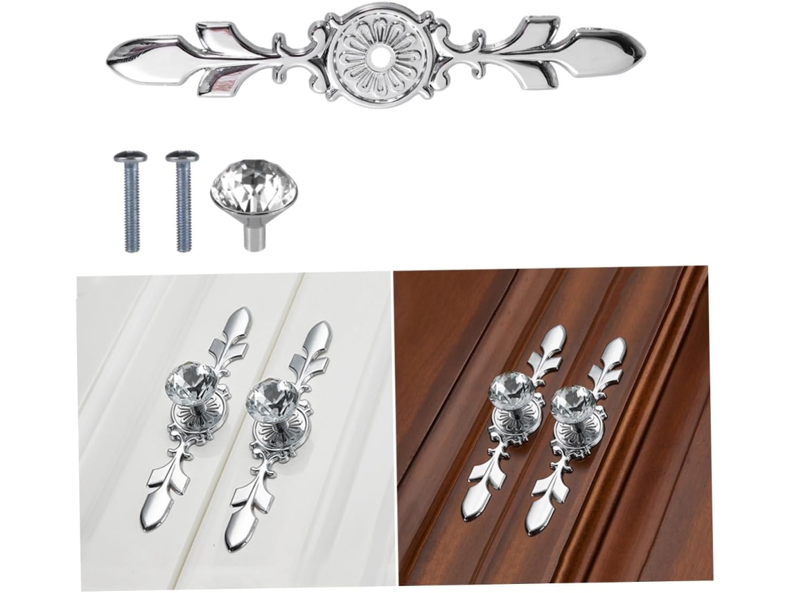 Conjunto De 4 Puxadores Cristal Para Móveis E Armários