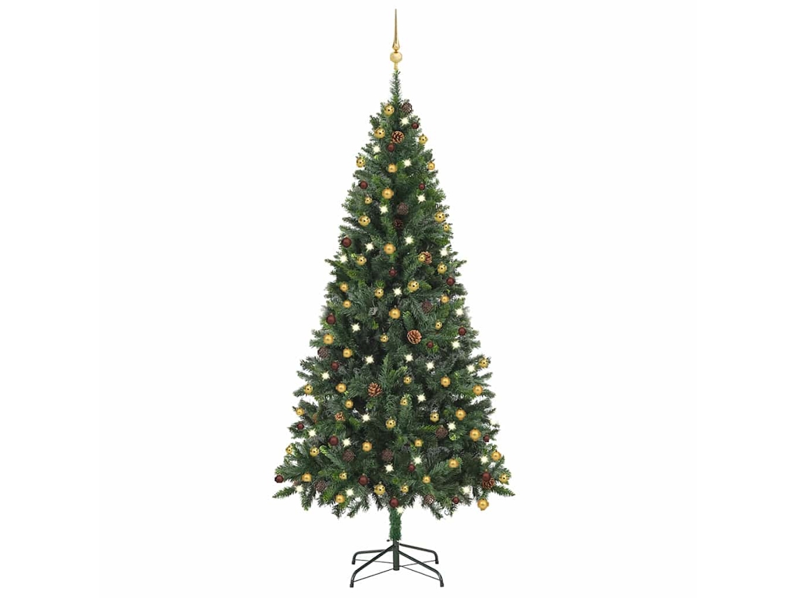 Vidaxl Árvore Natal Artificial Pré-iluminada C/ Bolas 210 Cm Verde