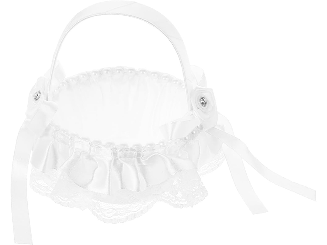 Cesta De Renda Branca Para Dama De Honra Com Alça.