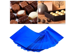 100 Unid./lote Embalagens De Chocolates Azuis 3 X 3 Polegadas