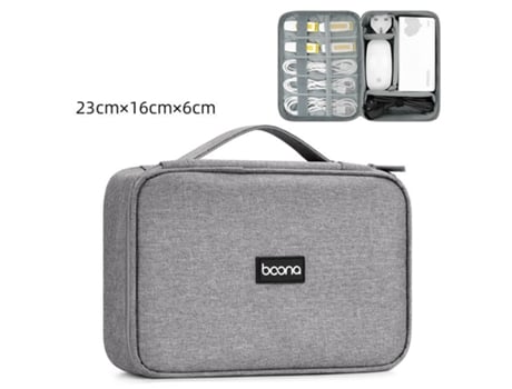 Bolsa para Acessórios de Viagem, Armazenamento de Acessórios Eletrônicos Portáteis, Bolsa Organizadora Duplo Cabo, Bolsa para Transporte para Cabos, Fla… Boona