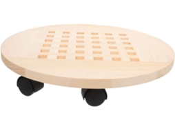 Soporte móvil para plantas con ruedas, carrito redondo de madera para macetas, base móvil P