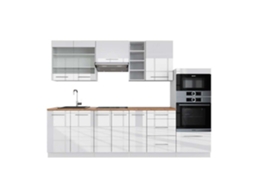 Cozinha Fame-Line, 280 cm, PT Carvalho, branco brilhante/branco VICCO
