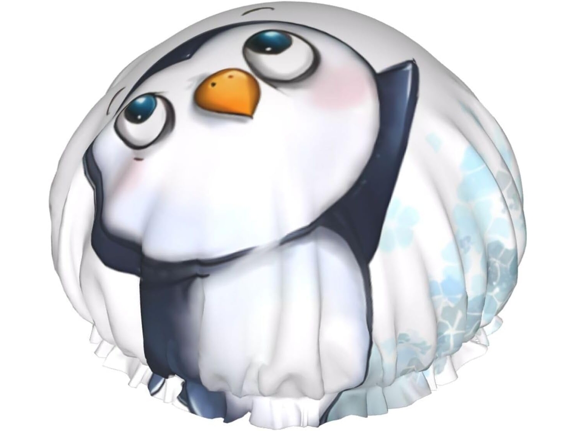 Touca De Banho Com Estampa Eu Amo Pinguins – Reutilizável, Dupla Camada, Essencial Para Viagens, Hotel, Salão De Beleza