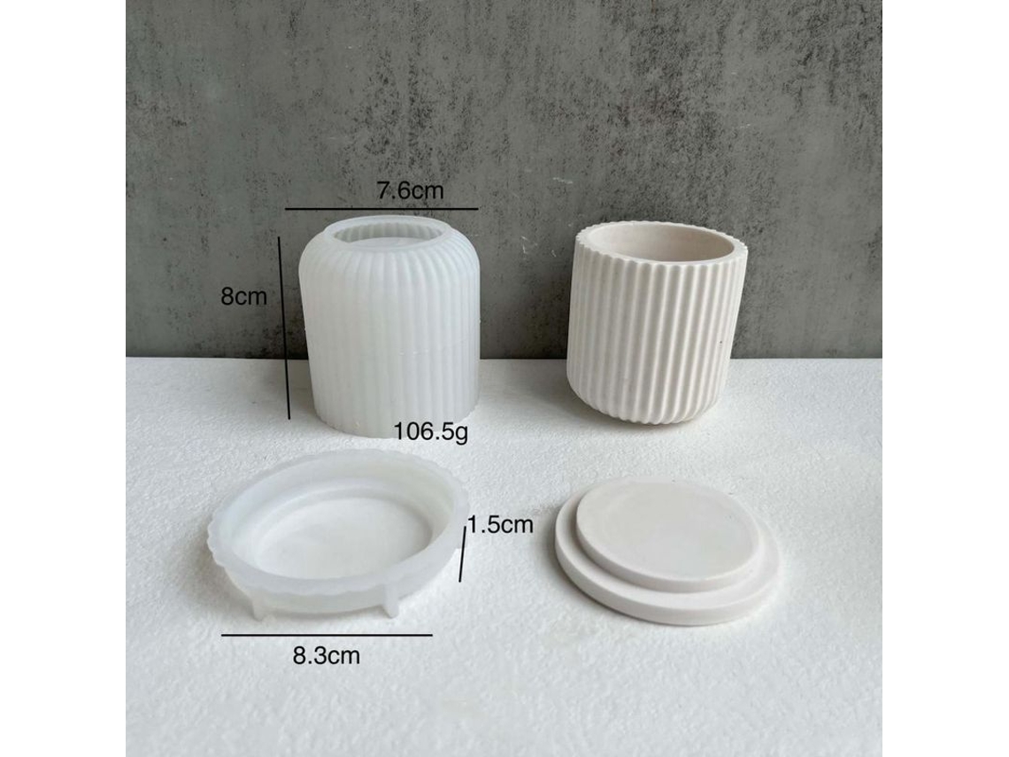 Molde De Silicona Redondo Com Linhas Para Vasos, Velas E Manufaturas Diy 8.3x7.7cm Rayas
