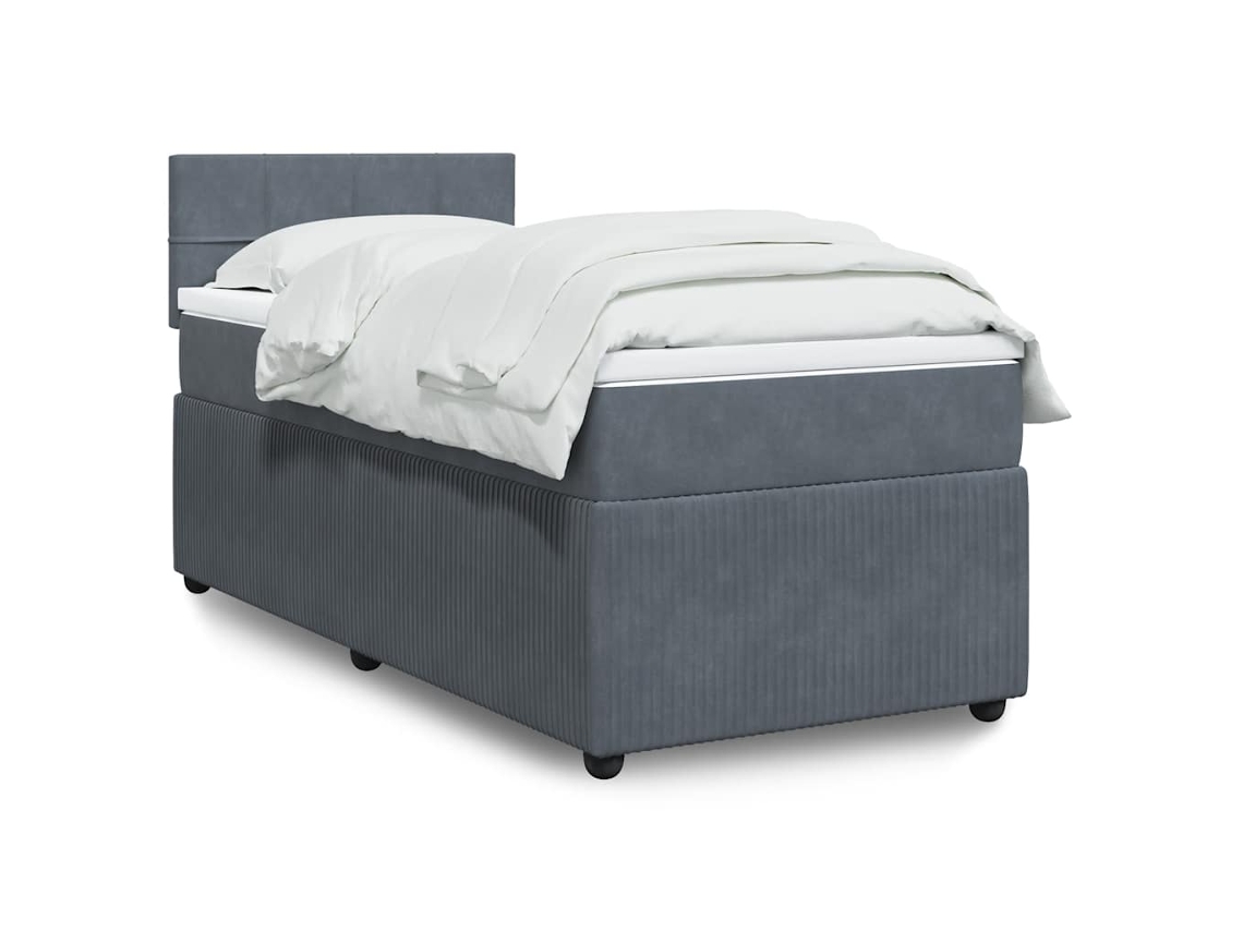 Vidaxl Cama Com Molas/colchão 90x190 Cm Veludo Cinza-escuro