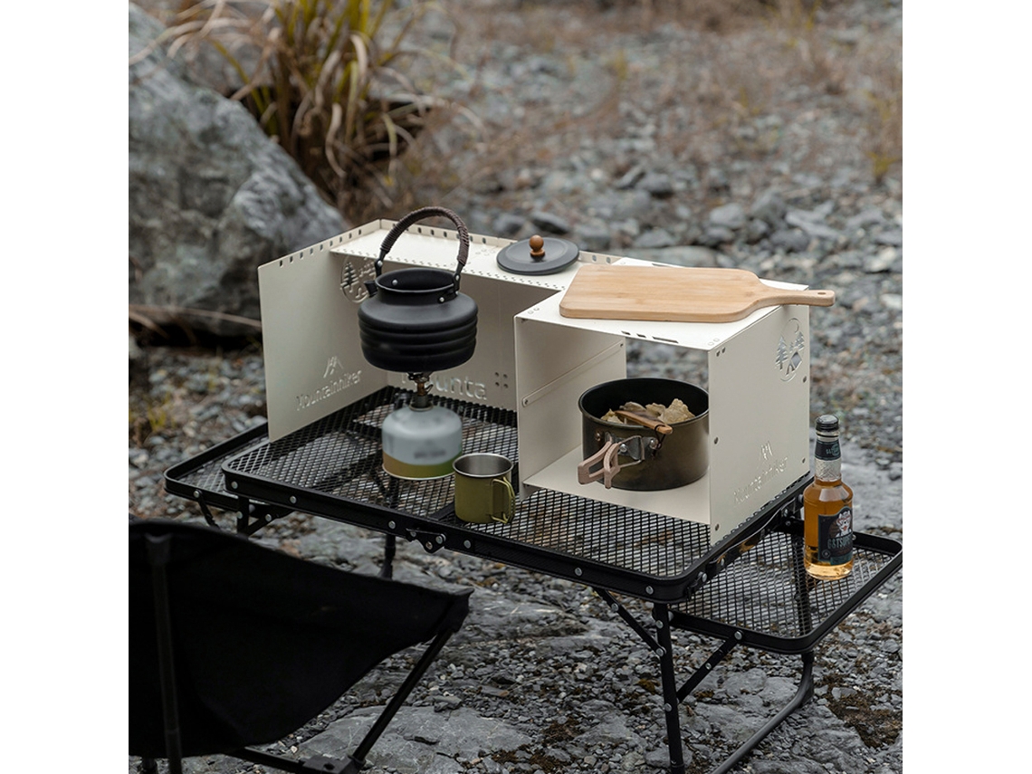 Paravento para Fogão de Camping Plegável com Prateleira