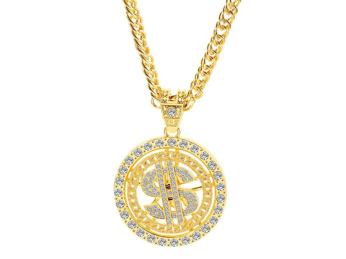 2026 cadena de Oro Con Signo de Dólar Giratorio Collar de Hip Hop Regalo para Novio Hermano Padre Esposo
