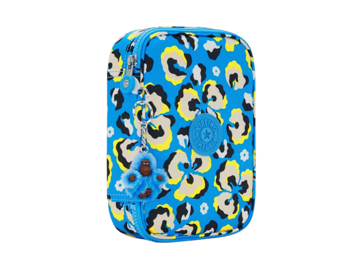 Estojo Escolar Kipling 100 Pens Leopard Floral